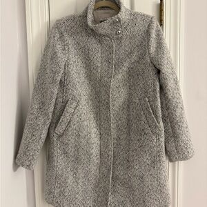 LOFT Classic Gray Herringbone Trench Coat
